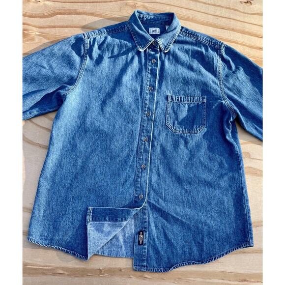 VTG Lee Denim Long Sleeve Shirt Jacket XL Regular‎ 44 Snaps USA Made - Picture 6 of 7